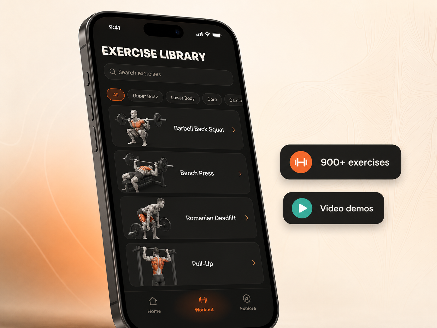 Exercise Library in PushupPro